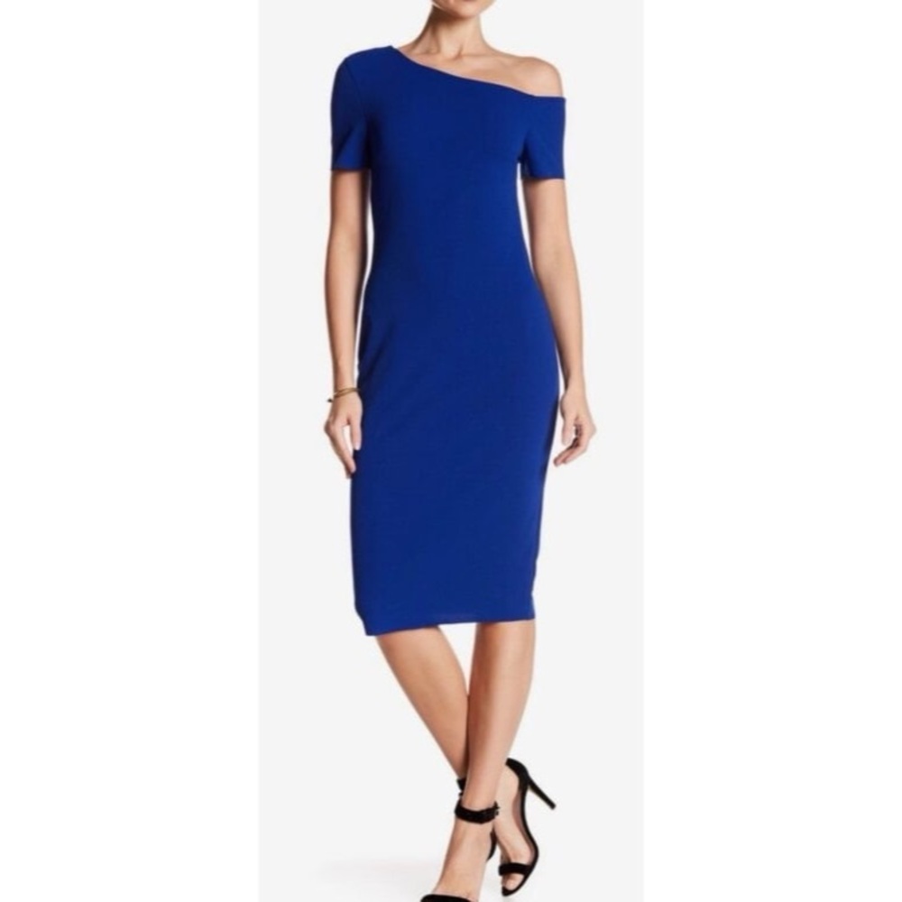 🩷 Zara Blue Dress Small short sleeve sheath asymmetrical glam classy elegant